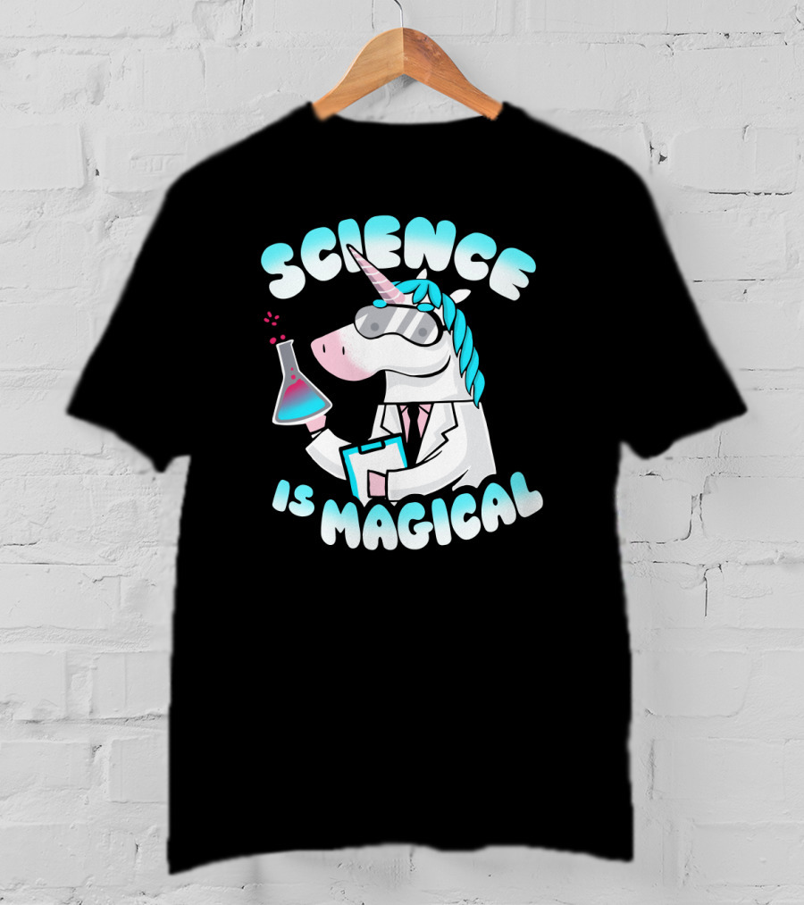 Science Is Magical Unicorn In Lab Coat With Beaker T-Shirt