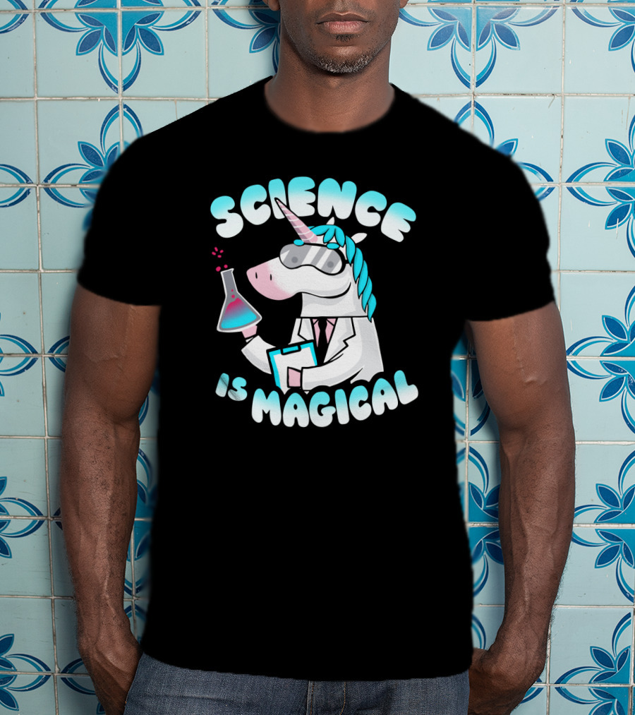 Science Is Magical Unicorn In Lab Coat With Beaker T-Shirt