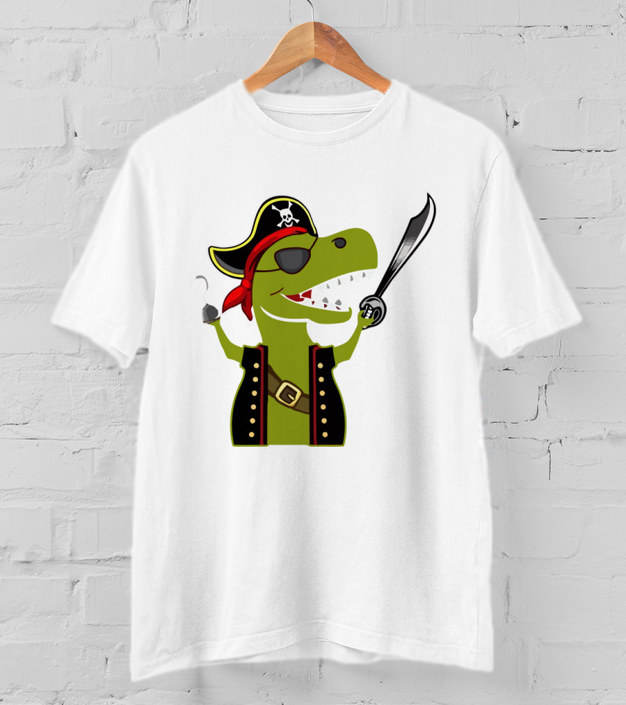 Pirate Dinosaur With Hook And Sword T-Shirt