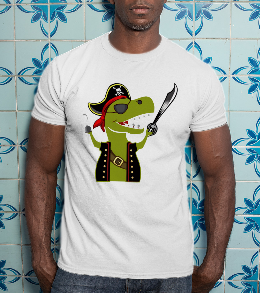 Pirate Dinosaur With Hook And Sword T-Shirt