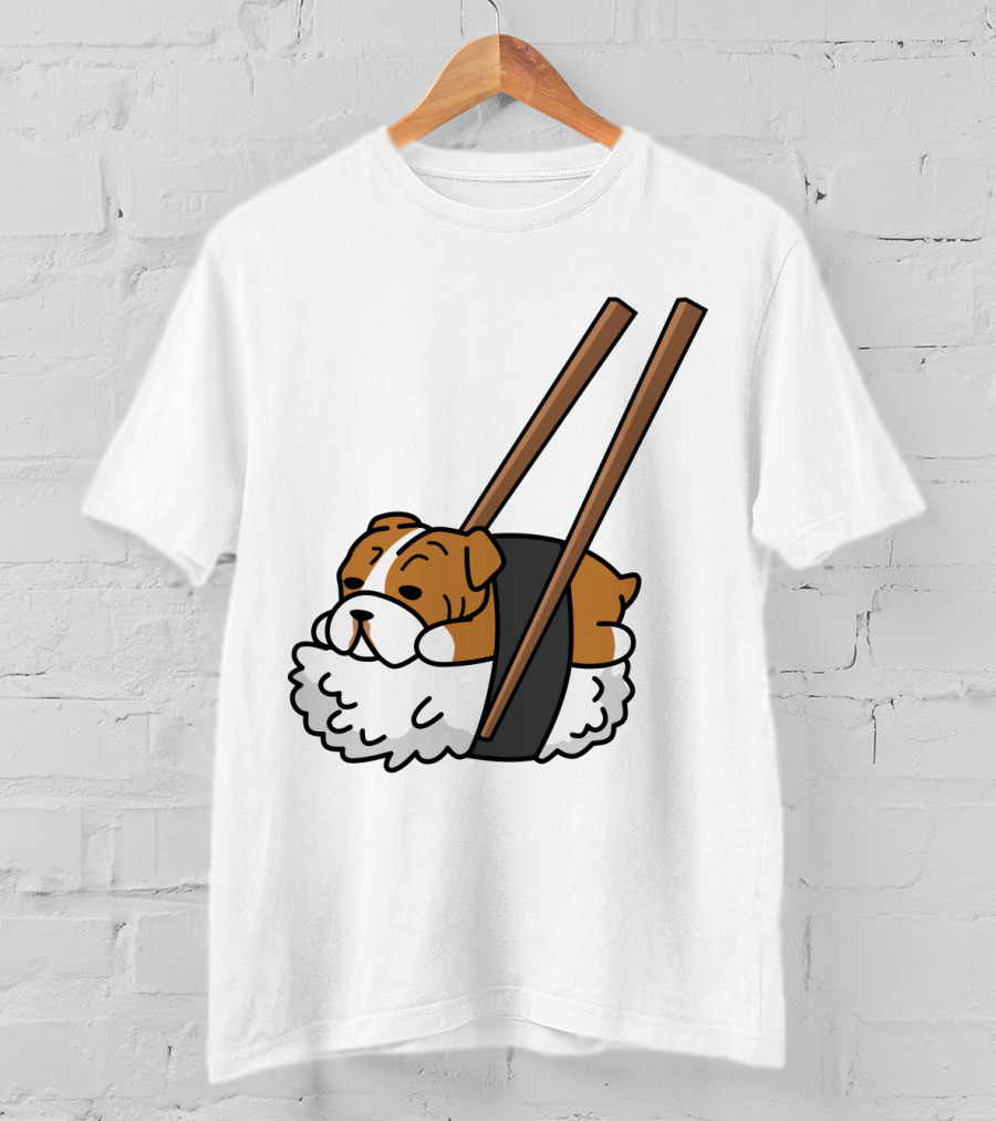 Pugsushi Funny Pug Dog Sushi Roll With Chopsticks T-Shirt