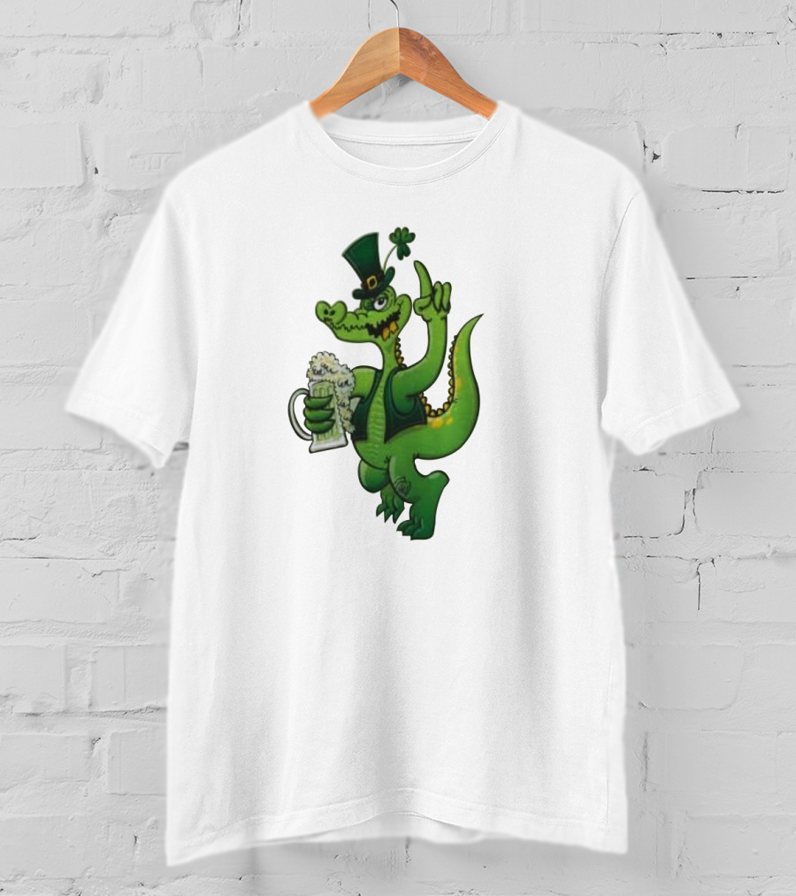 Dinosaurs Patricks Green Beer Hat Clover T-Shirt