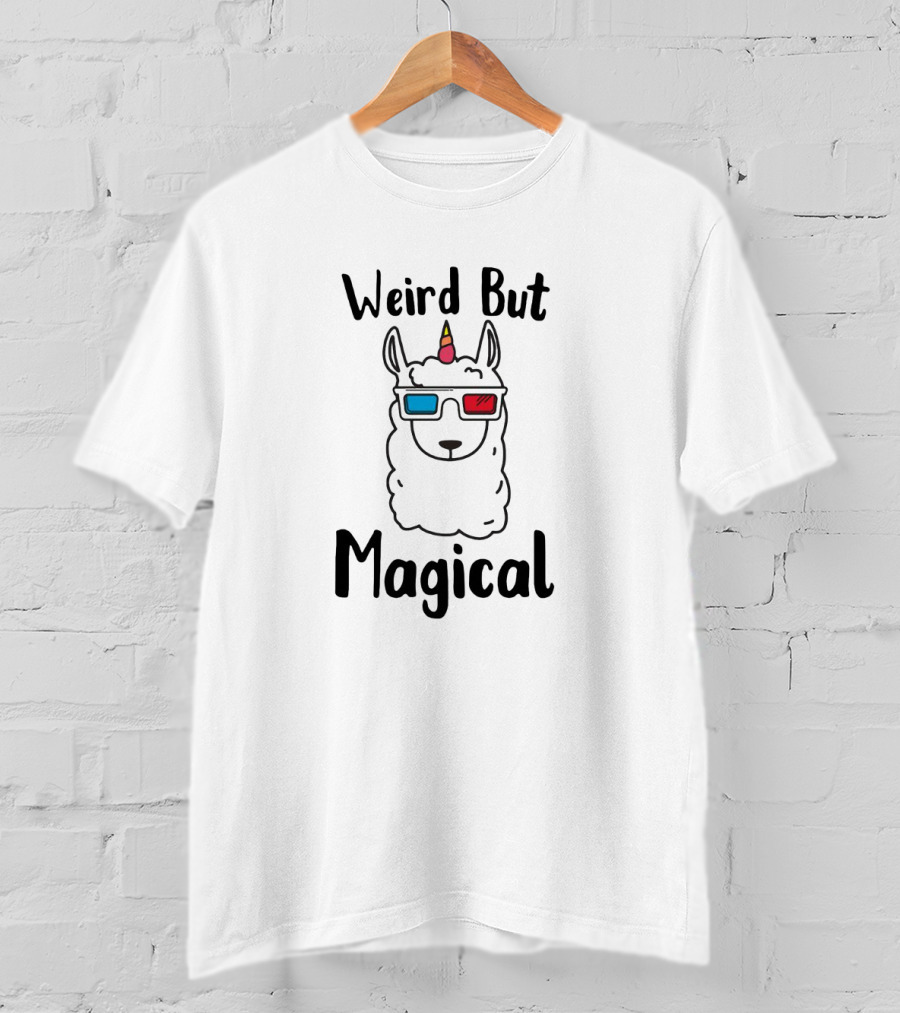 Weird But Magical Llamacorn With 3D Glasses T-Shirt