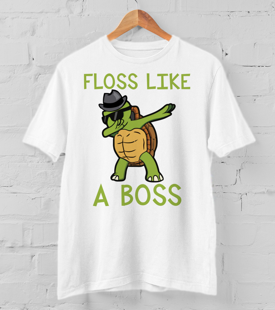 Dabbing Turtle Floss Like A Boss With Hat And Sunglasses T-Shirt
