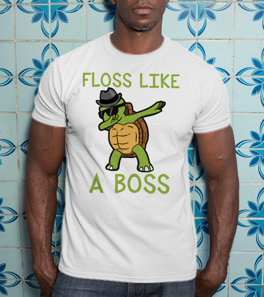 Dabbing Turtle Floss Like A Boss With Hat And Sunglasses T-Shirt