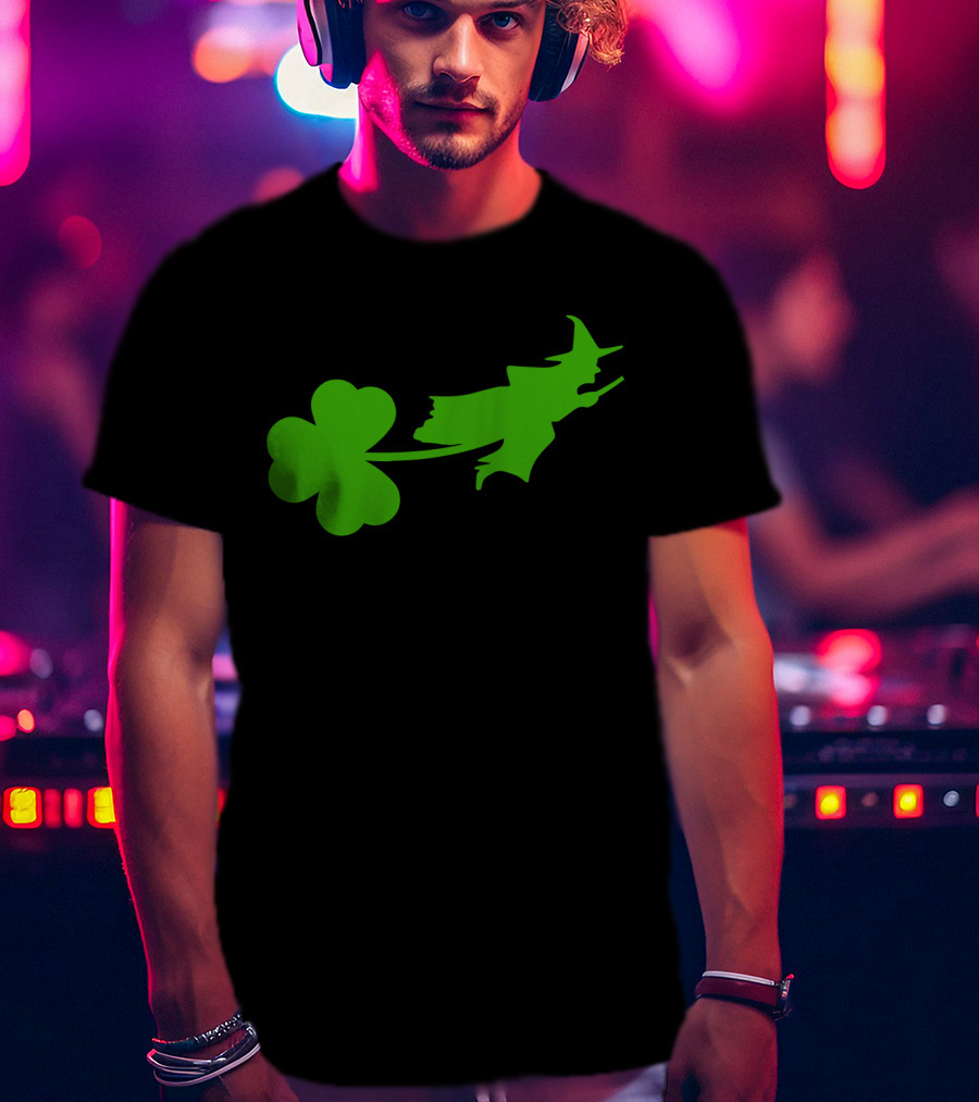 Wicked Witch Riding Shamrock T-Shirt