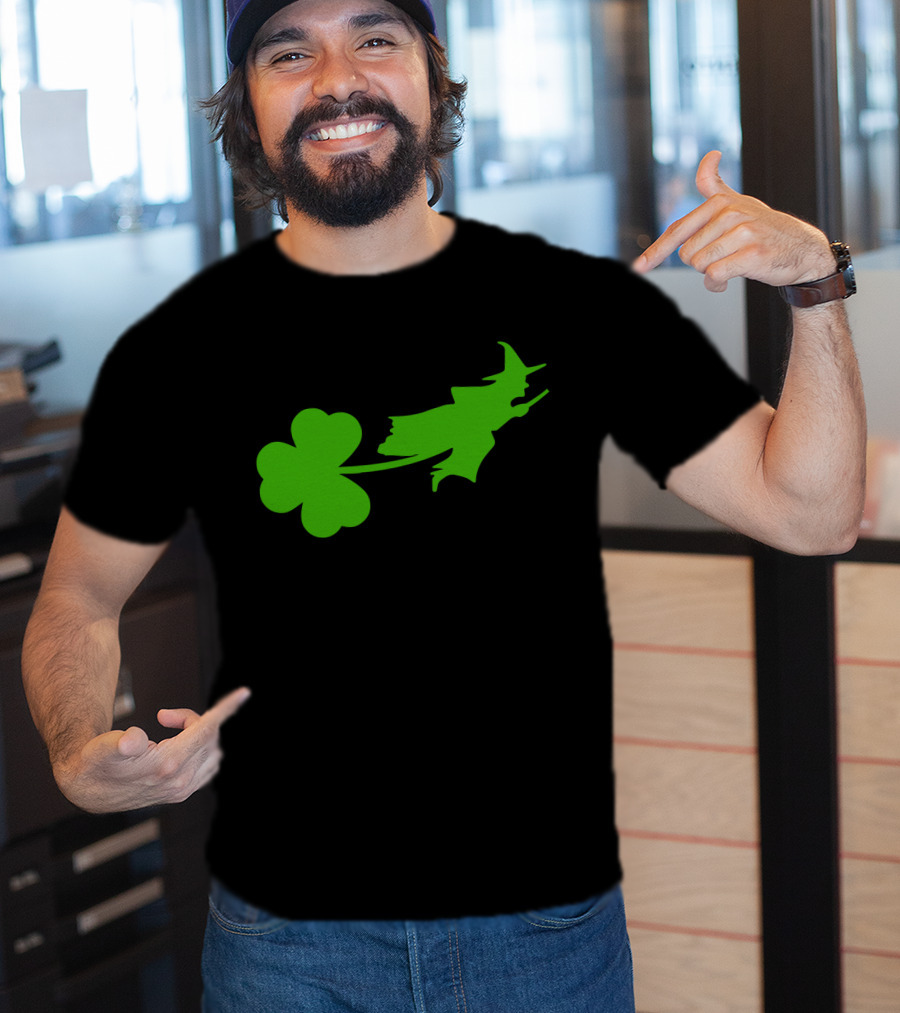 Wicked Witch Riding Shamrock T-Shirt