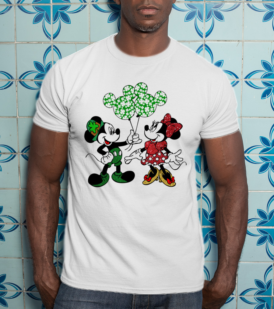 Mickey Mouse Minnie Mouse St. Patrick's Day Shamrock Balloons T-Shirt