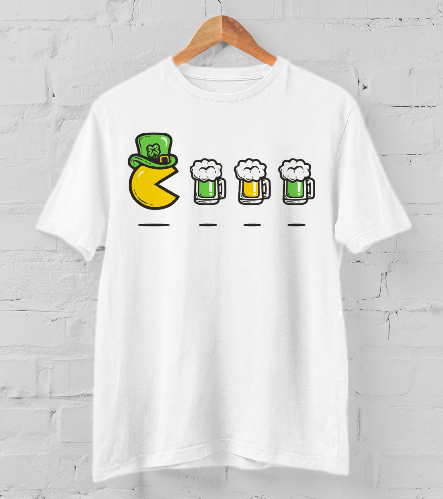 Pacman St. Patrick's Day Beer Mugs Hat T-Shirt
