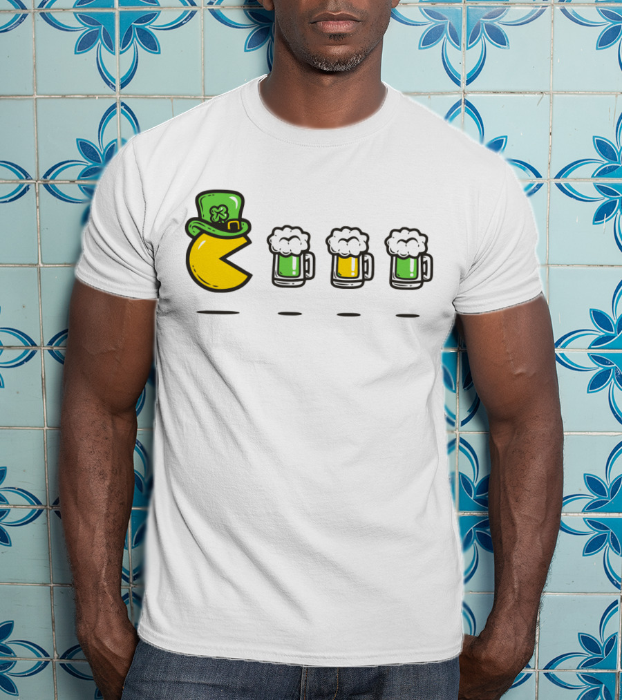 Pacman St. Patrick's Day Beer Mugs Hat T-Shirt