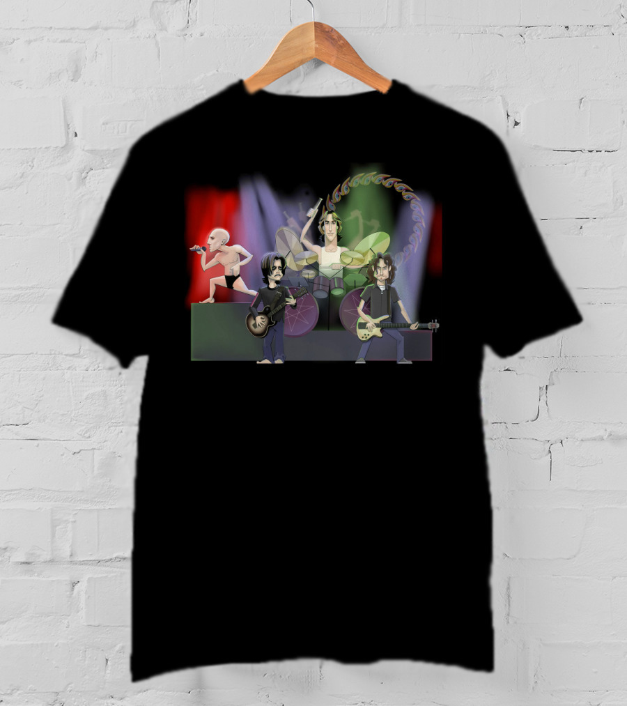 Tool Band Caricature Concert Scene With Animated Rock Musicians T-Shirt