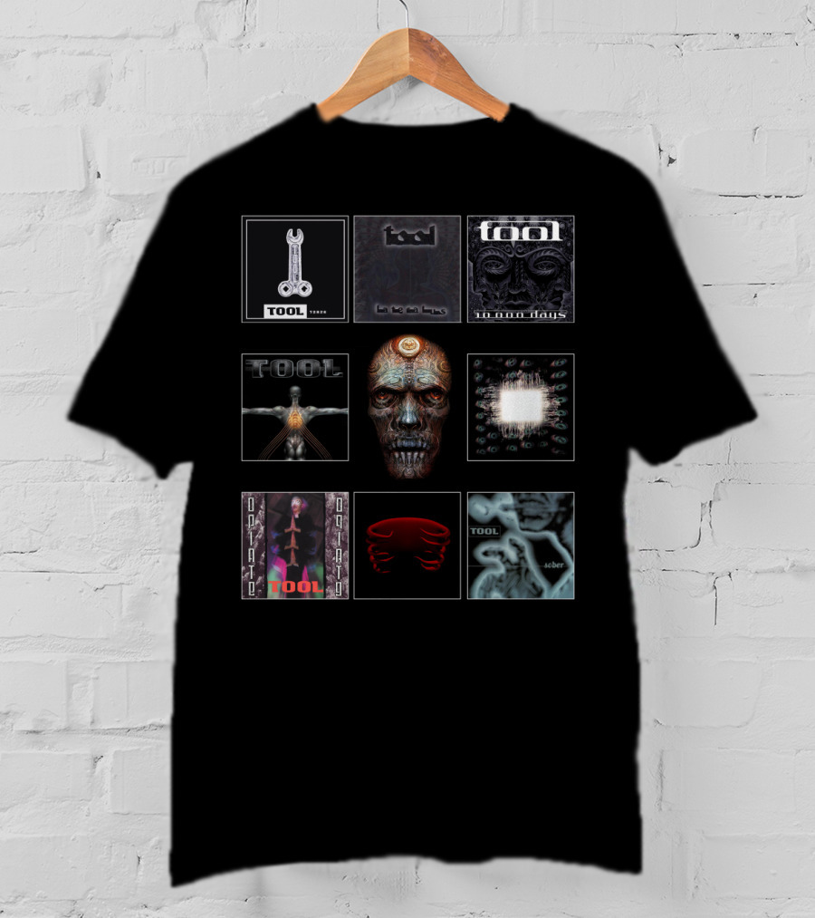 TOOL Albums Undertow Lateralus 10,000 Days Enima Opiate Fear Inoculum Salival Sober Key Art Compilation T-Shirt