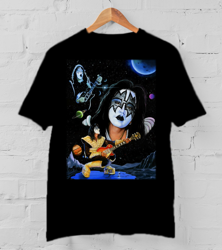 Ace Frehley Kiss Cosmic Rock Guitarist With Space Imagery And Planets T-Shirt