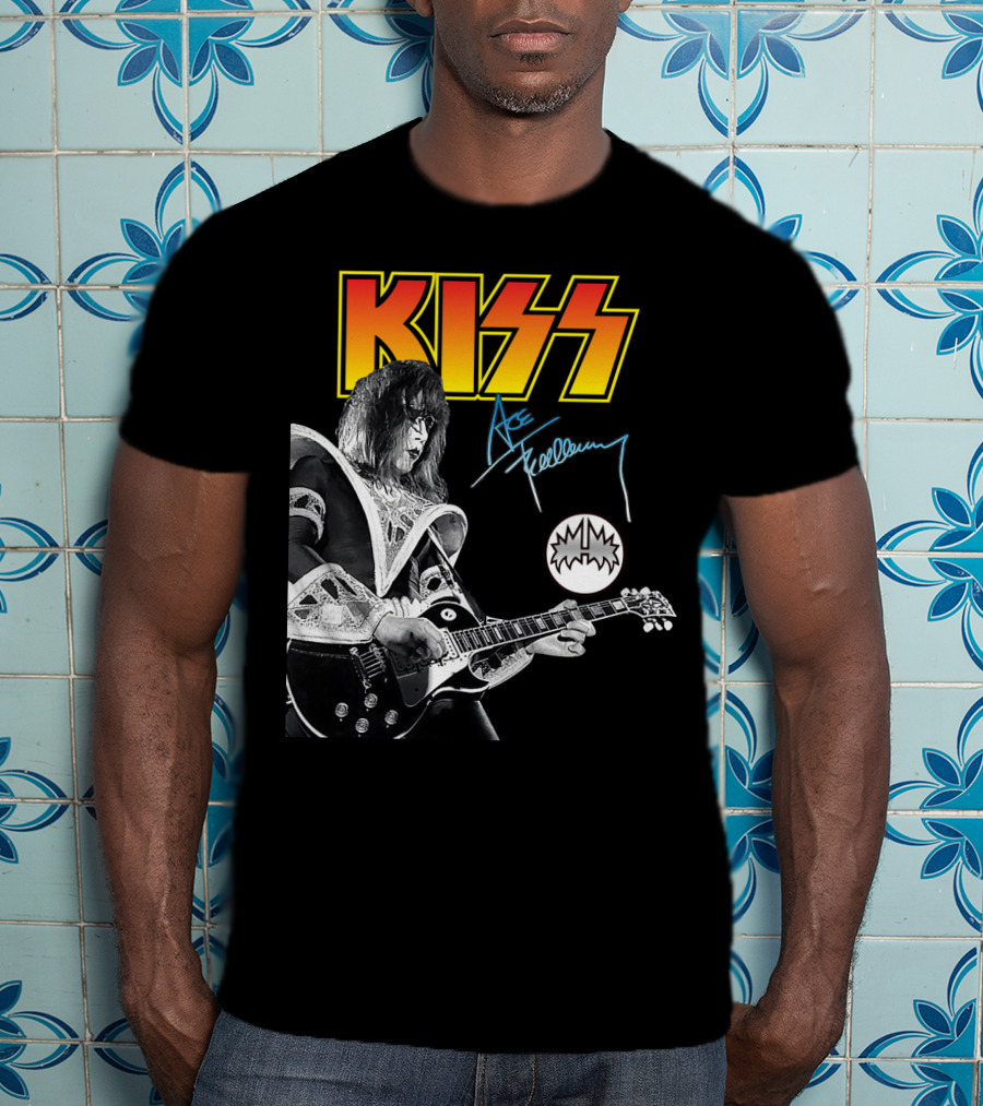 KISS Ace Frehley Signature Electric Guitar Iconic Rock Legend T-Shirt
