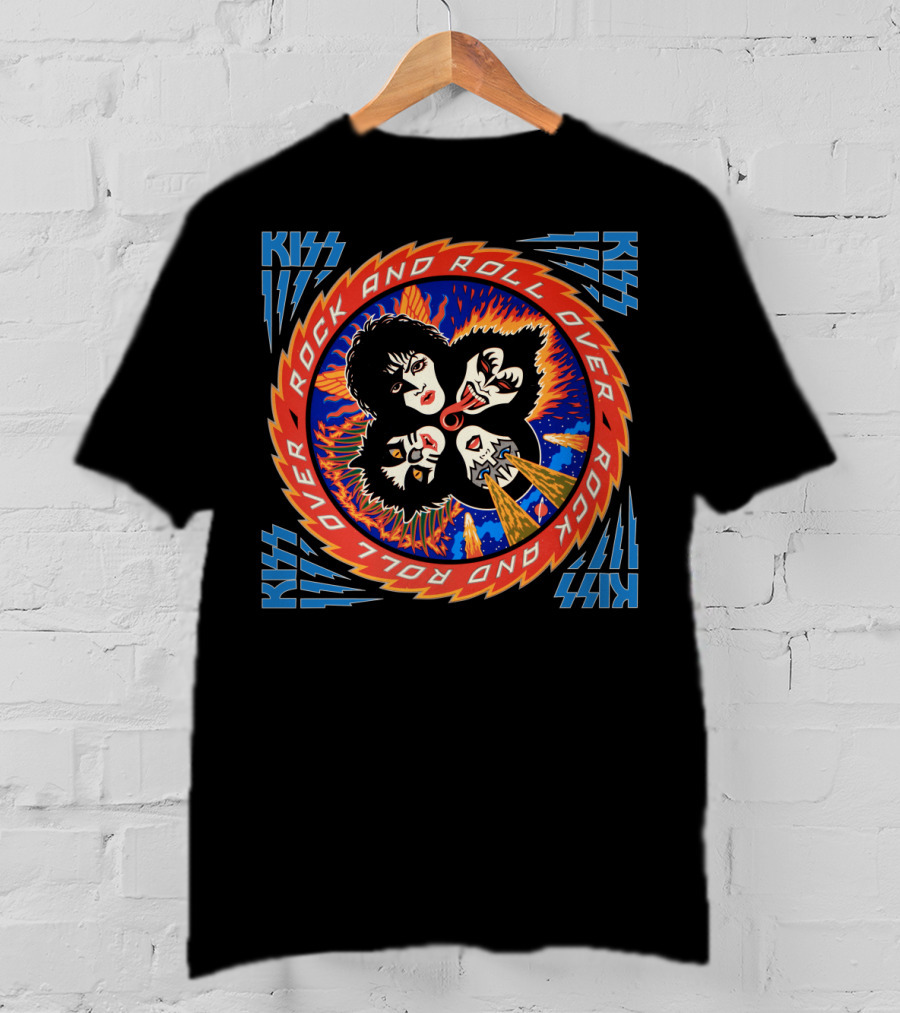 Kiss Rock And Roll Over Vintage Album Art With Iconic Band Imagery T-Shirt