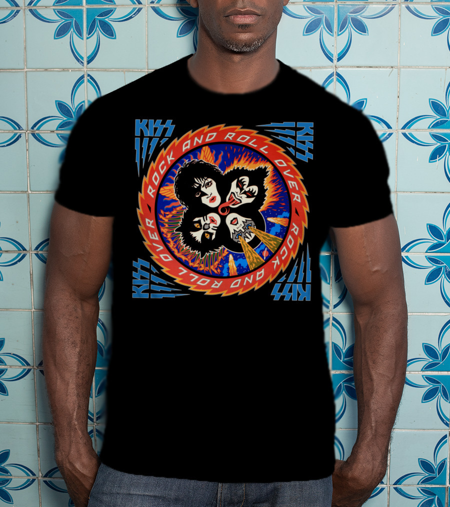 Kiss Rock And Roll Over Vintage Album Art With Iconic Band Imagery T-Shirt