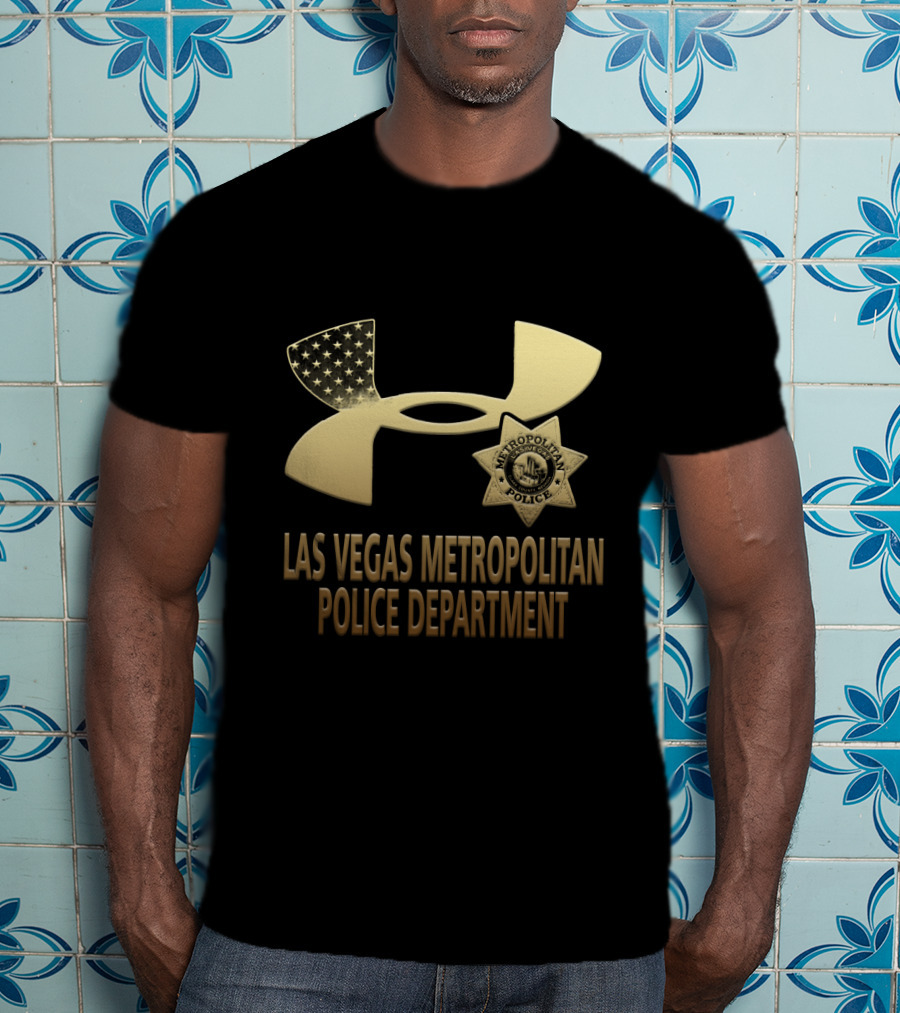 Las Vegas Metropolitan Police Department Under Armour Badge American Flag T-Shirt