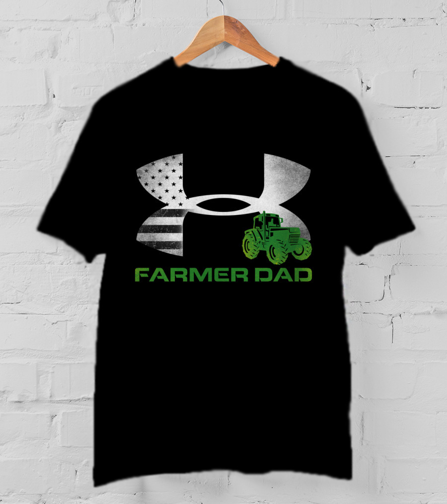Farmer Dad Tractor American Flag Under Armour T-Shirt