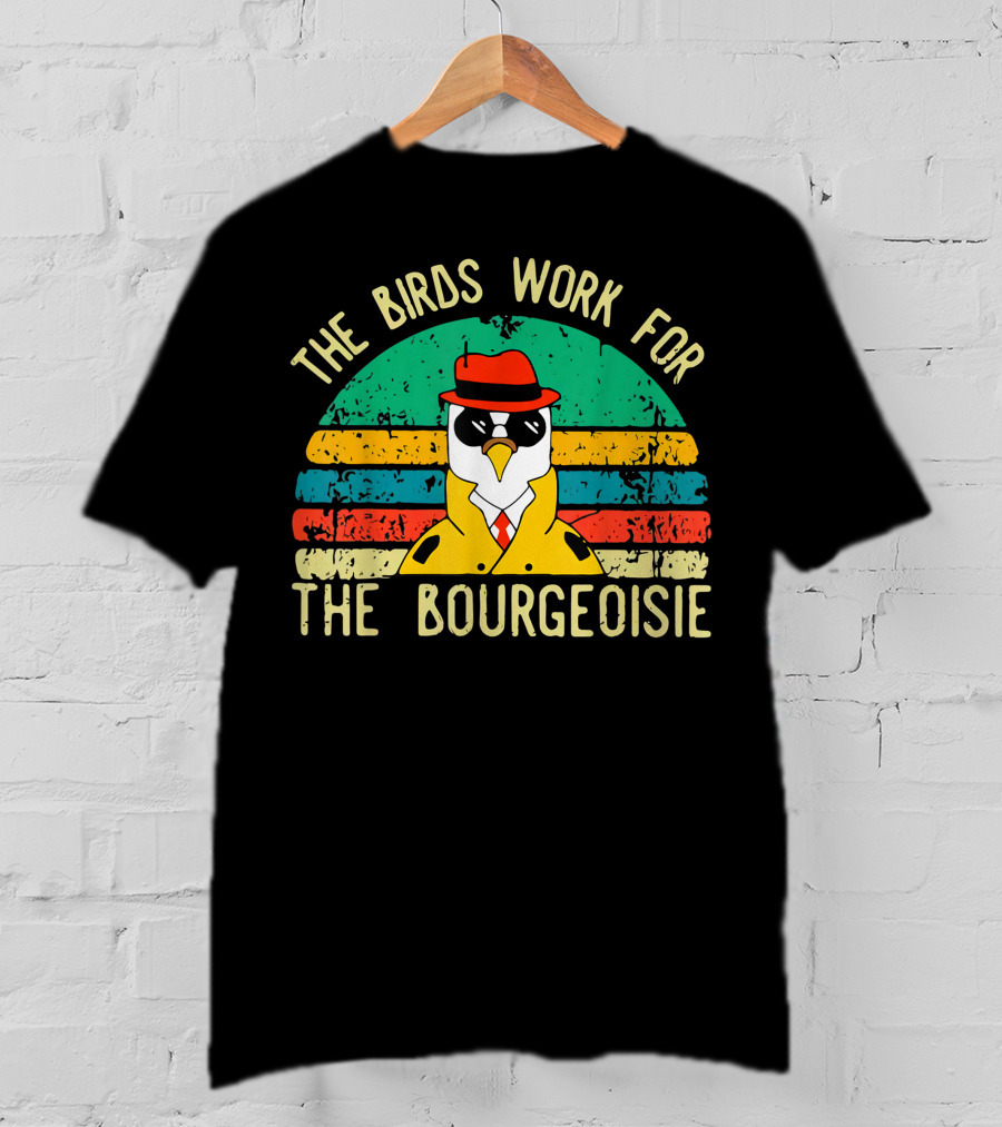 The Birds Work For The Bourgeoisie Retro Style Penguin In Hat And Sunglasses T-Shirt