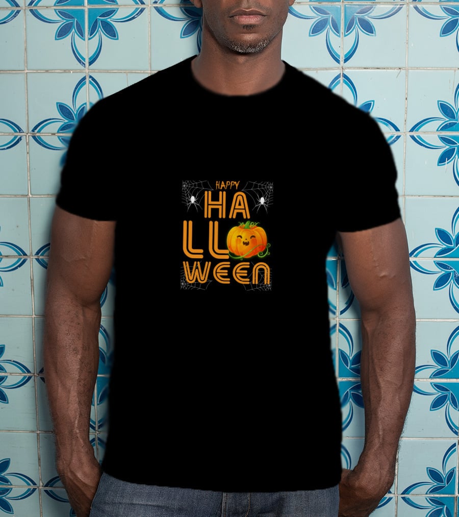 Happy Halloween Cute Face Pumpkin Funny Orange T-Shirt