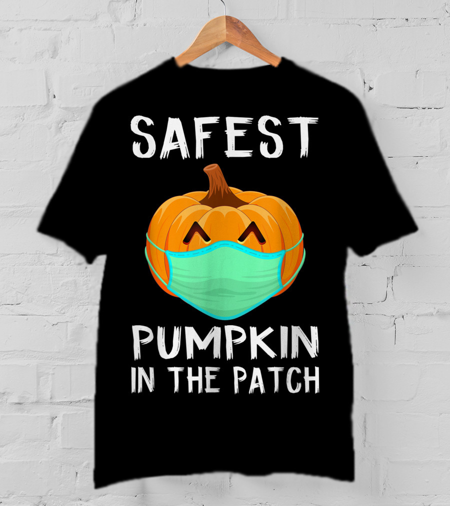 Safest Pumpkin In The Patch Halloween Costume With Face Mask T-Shirt