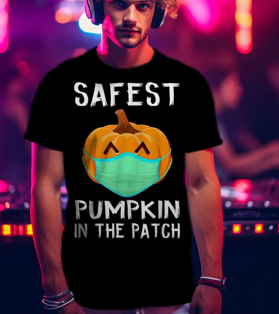 Safest Pumpkin In The Patch Halloween Costume With Face Mask T-Shirt