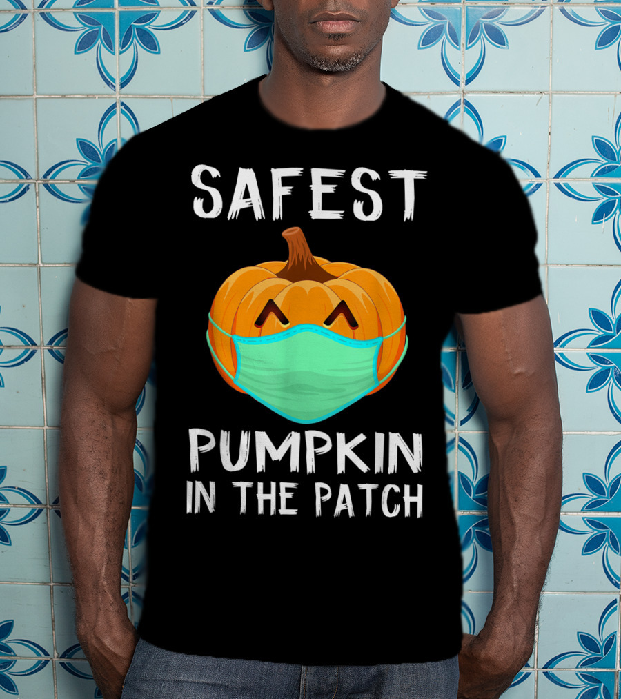 Safest Pumpkin In The Patch Halloween Costume With Face Mask T-Shirt