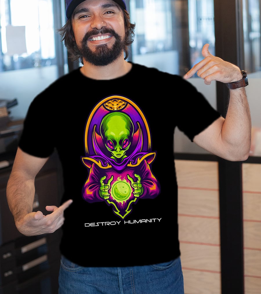 Destroy Humanity Funny Alien Gamer Birthday T-Shirt