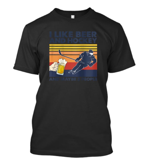 I Like Beer And Hockey Maybe 3 People Retro Vintage Baseball Raglan T-Shirt