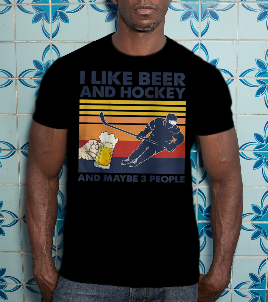 I Like Beer And Hockey Maybe 3 People Retro Vintage Baseball Raglan T-Shirt