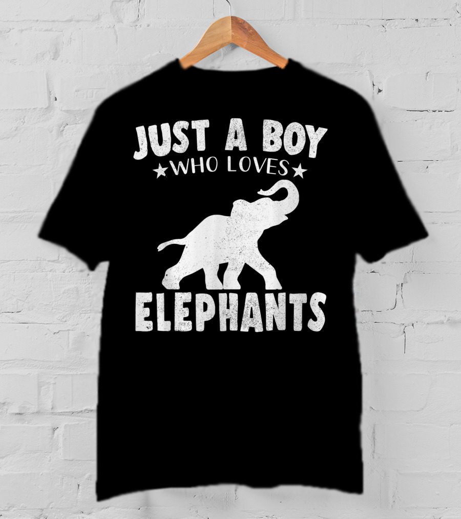 Just A Boy Who Loves Elephants Cool Animals Lover Basic T-Shirt