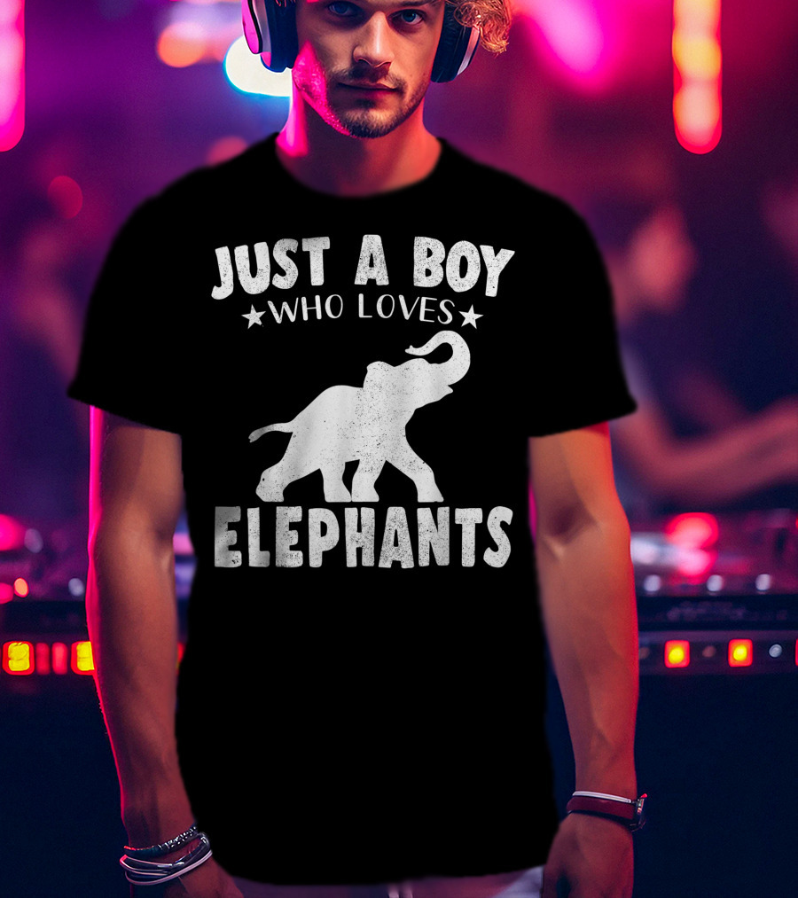 Just A Boy Who Loves Elephants Cool Animals Lover Basic T-Shirt