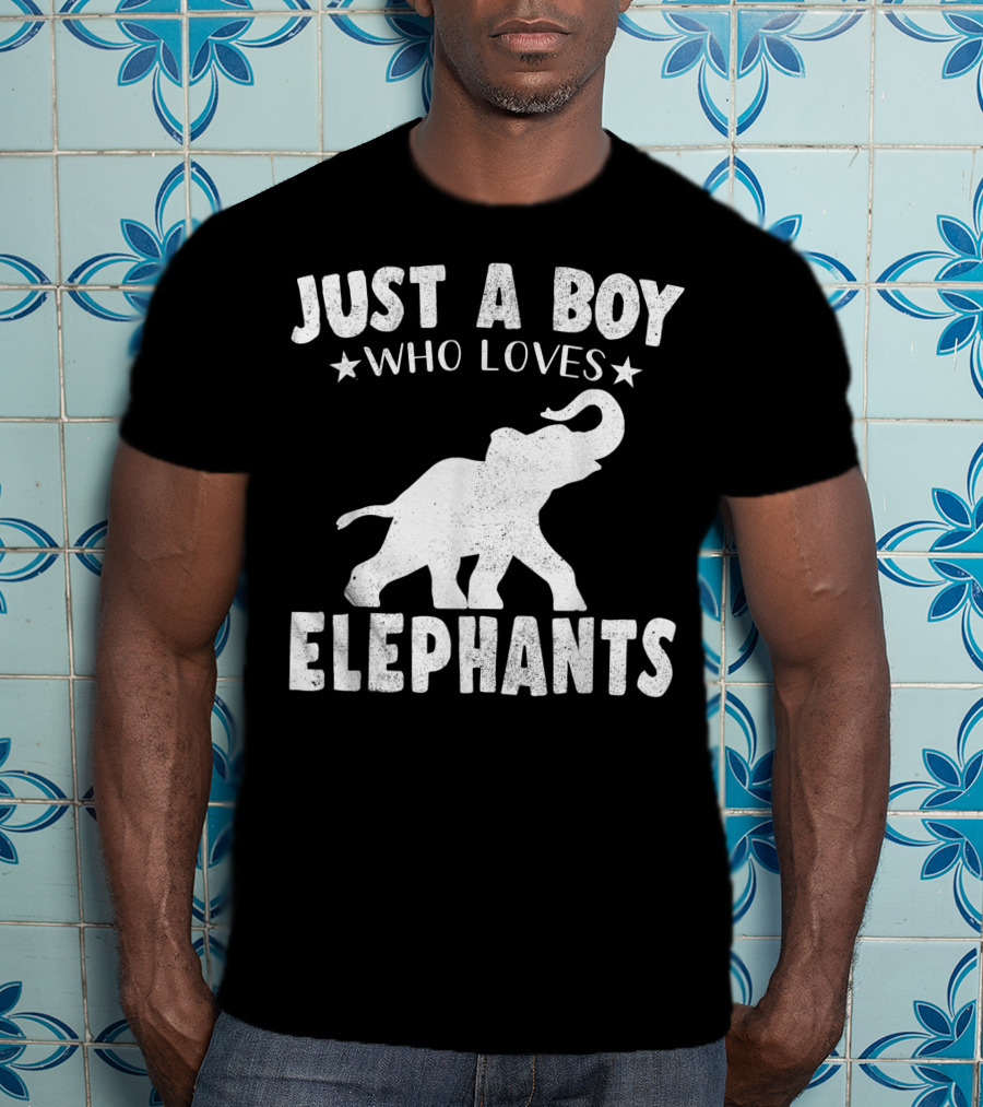 Just A Boy Who Loves Elephants Cool Animals Lover Basic T-Shirt