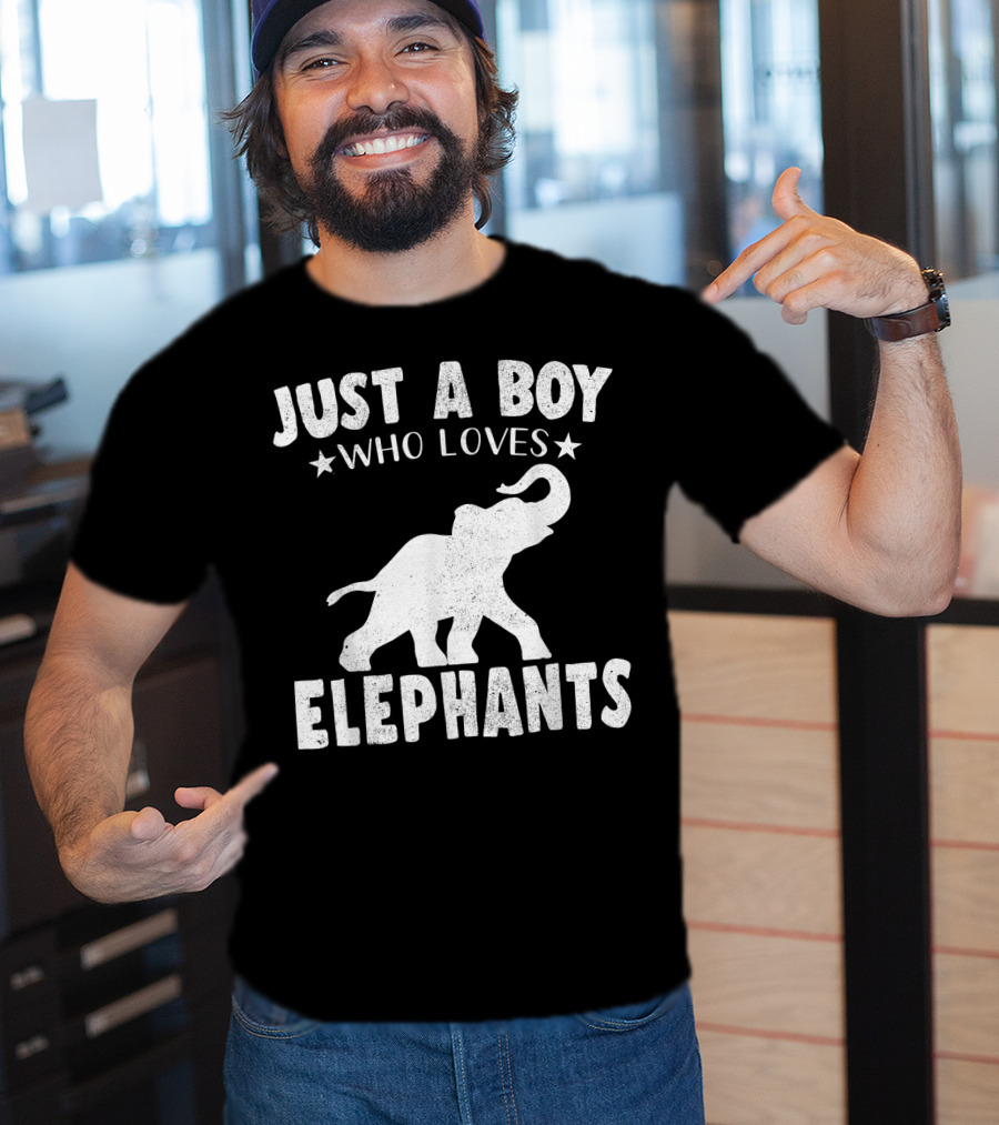 Just A Boy Who Loves Elephants Cool Animals Lover Basic T-Shirt