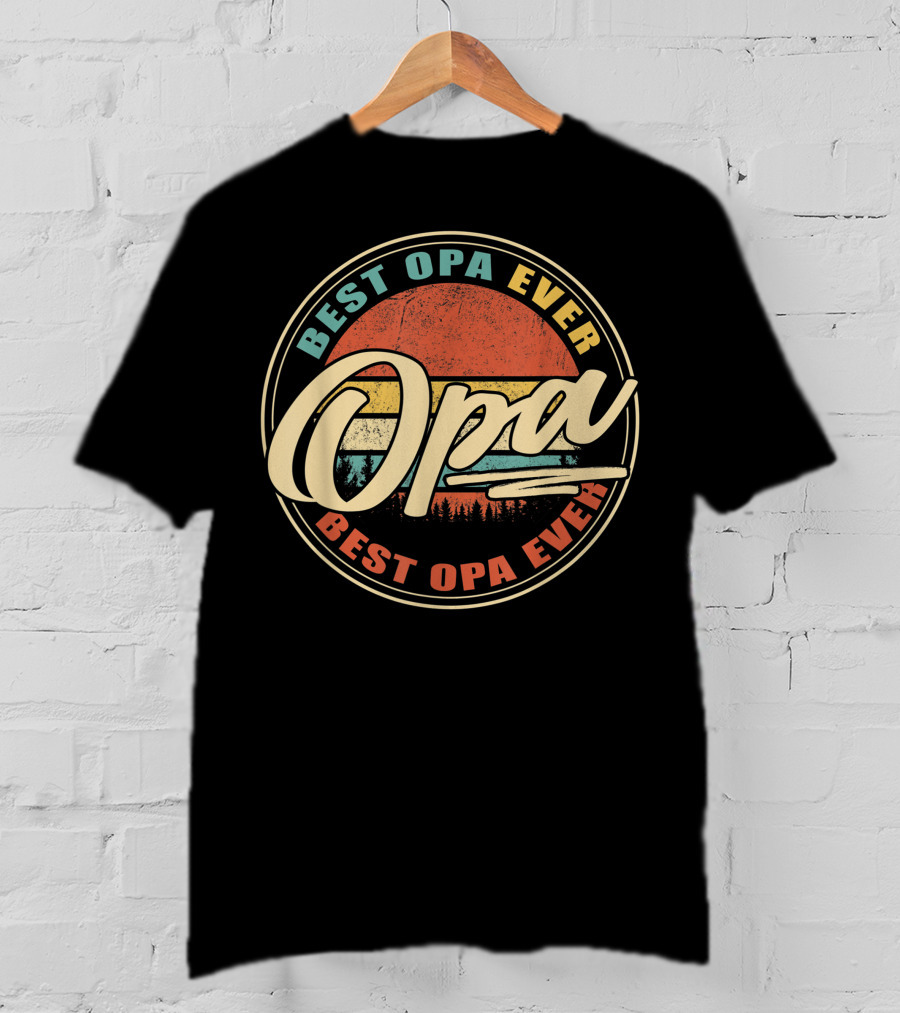 Best Opa Ever Vintage Sunset Forest T-Shirt