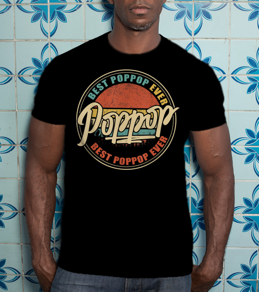 Best Poppop Ever Vintage Sunset Retro Grandpa Papa T-Shirt