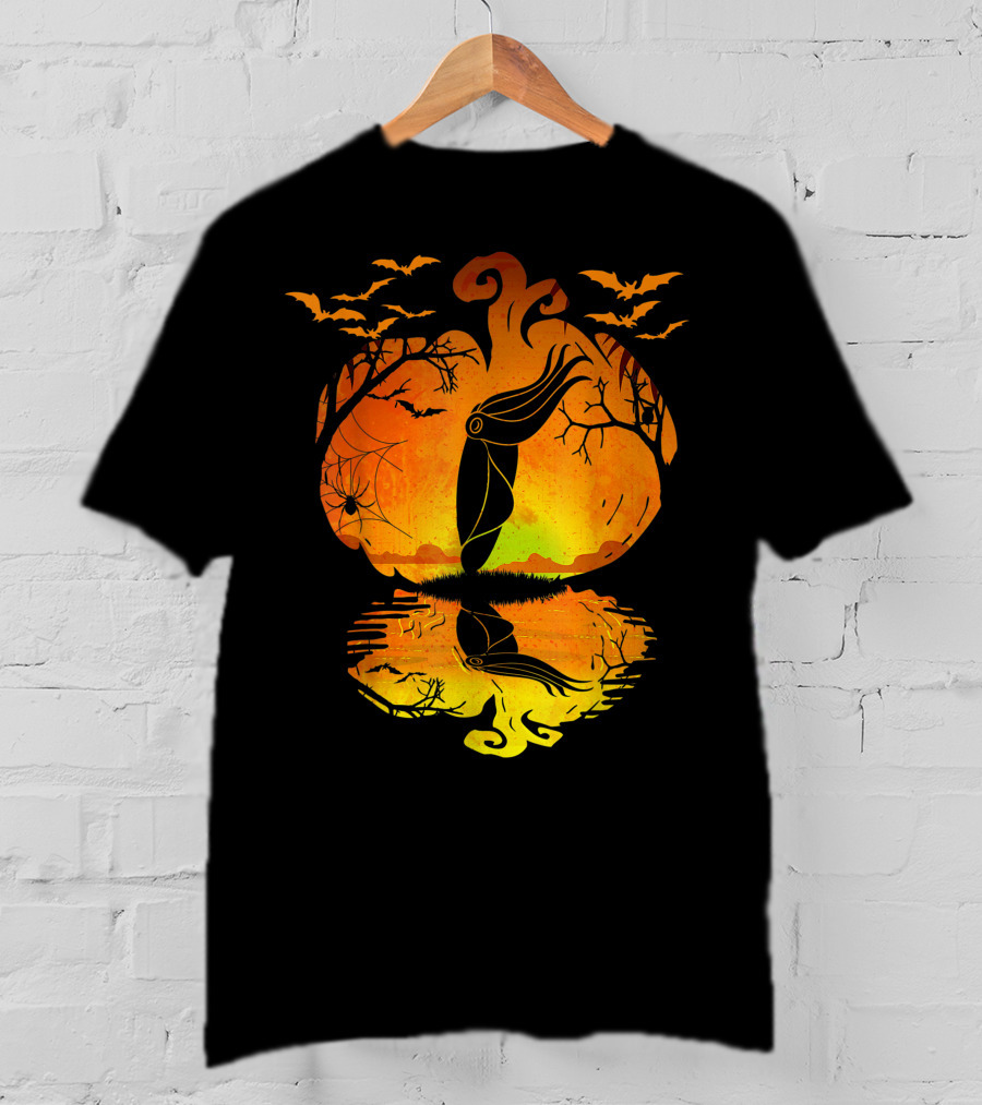 Halloween Cuttlefish Pumpkin With Bats And Spiderwebs T-Shirt