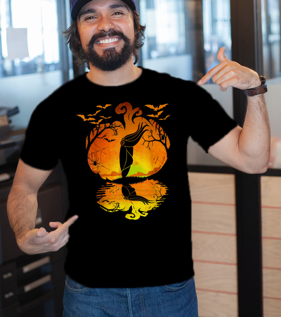 Halloween Cuttlefish Pumpkin With Bats And Spiderwebs T-Shirt