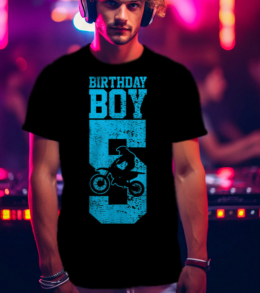 Birthday Boy 5 Motocross Dirt Bike T-Shirt