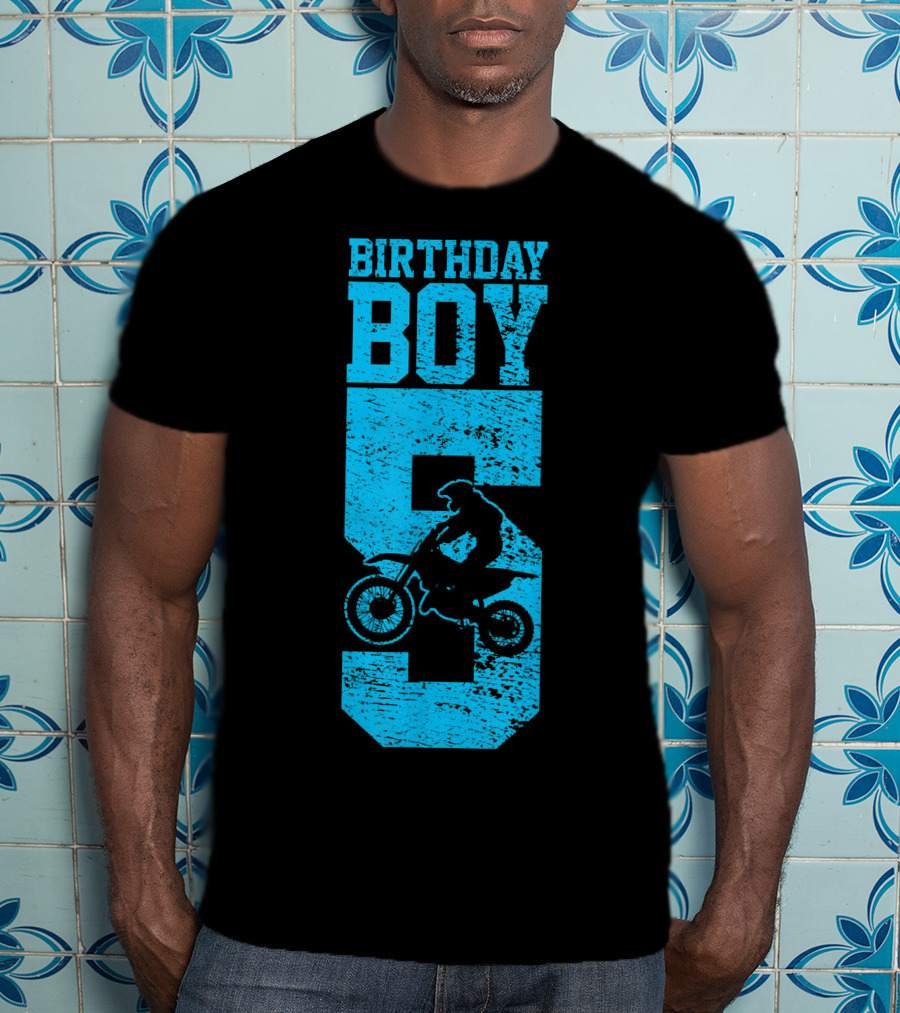 Birthday Boy 5 Motocross Dirt Bike T-Shirt