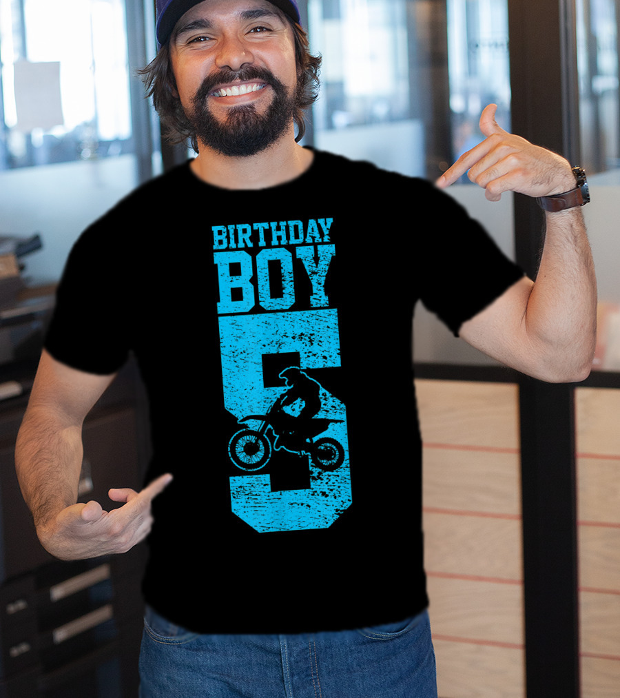 Birthday Boy 5 Motocross Dirt Bike T-Shirt