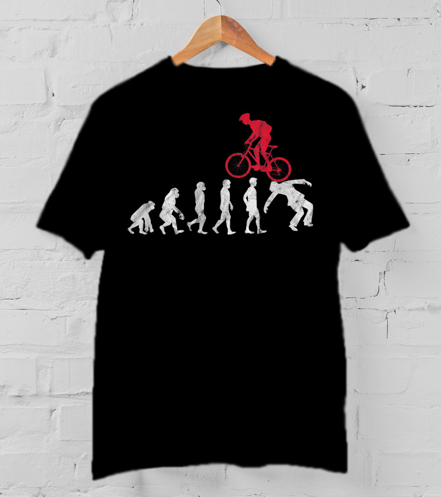 Mountain Bike Evolution Crash Funny MTB Bicycle Biker Rider T-Shirt