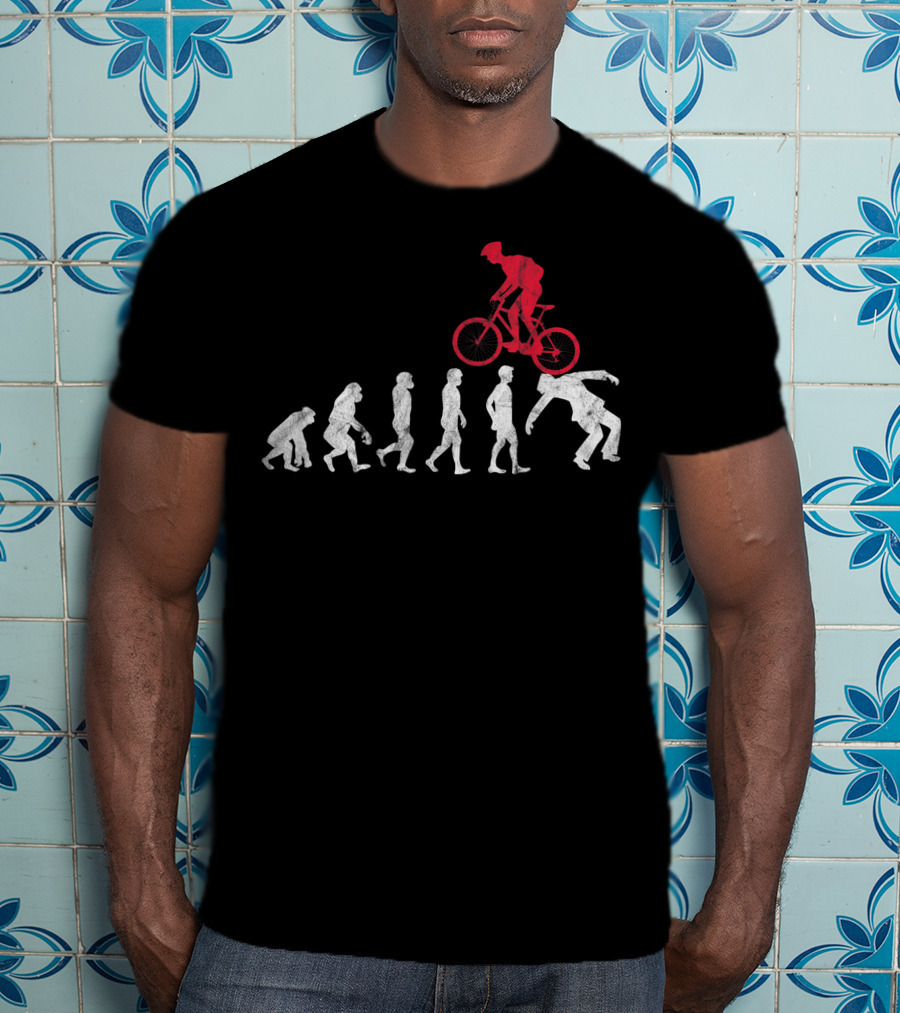 Mountain Bike Evolution Crash Funny MTB Bicycle Biker Rider T-Shirt