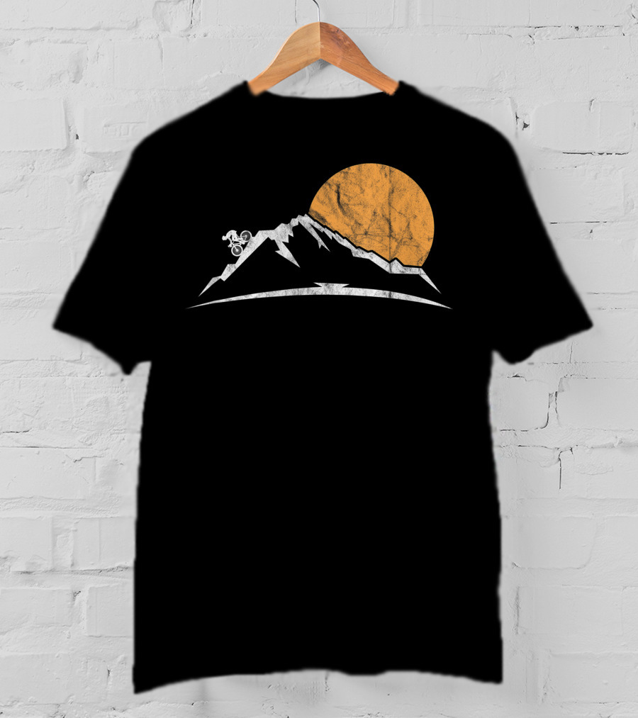 Mountain Bike MTB Downhill Biking Cycling With Sun And Mountain T-Shirt