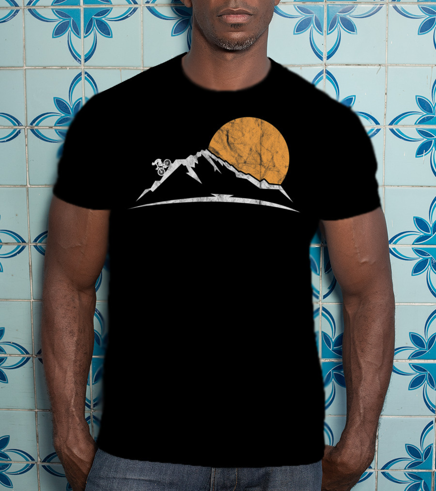 Mountain Bike MTB Downhill Biking Cycling With Sun And Mountain T-Shirt