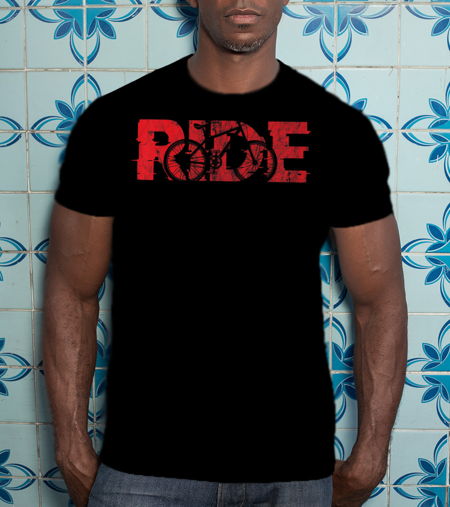 Mountain Bike MTB Ride Bicycle Cyclist Biker RIDE T-Shirt