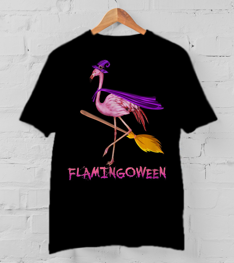 Flamingoween Funny Flamingo Witch Halloween Costume Best T-Shirt