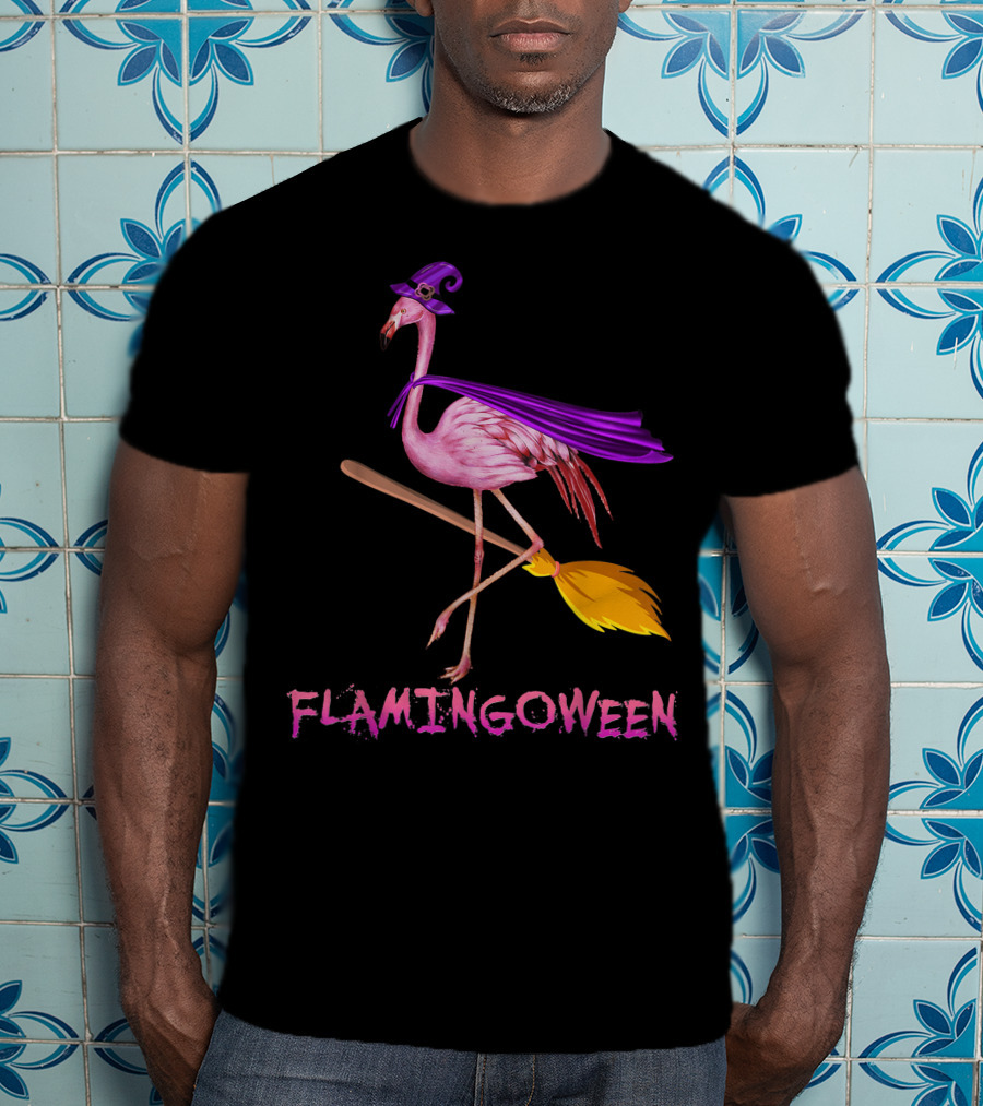 Flamingoween Funny Flamingo Witch Halloween Costume Best T-Shirt