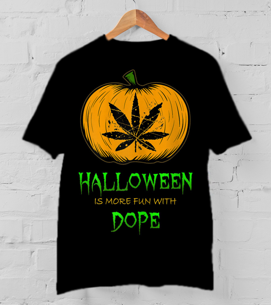 Halloween Is More Fun With Dope Pumpkin Leaf T-Shirt