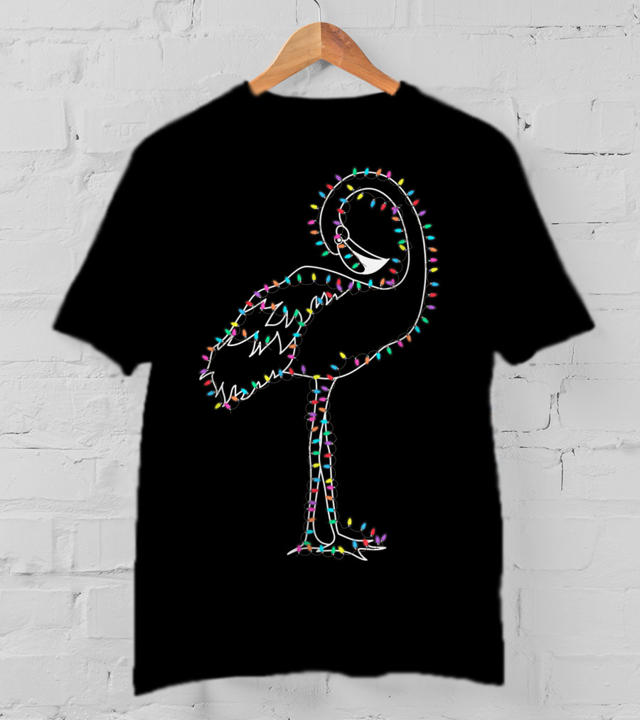 Funny Flamingo Christmas Lights Holiday Decor T-Shirt